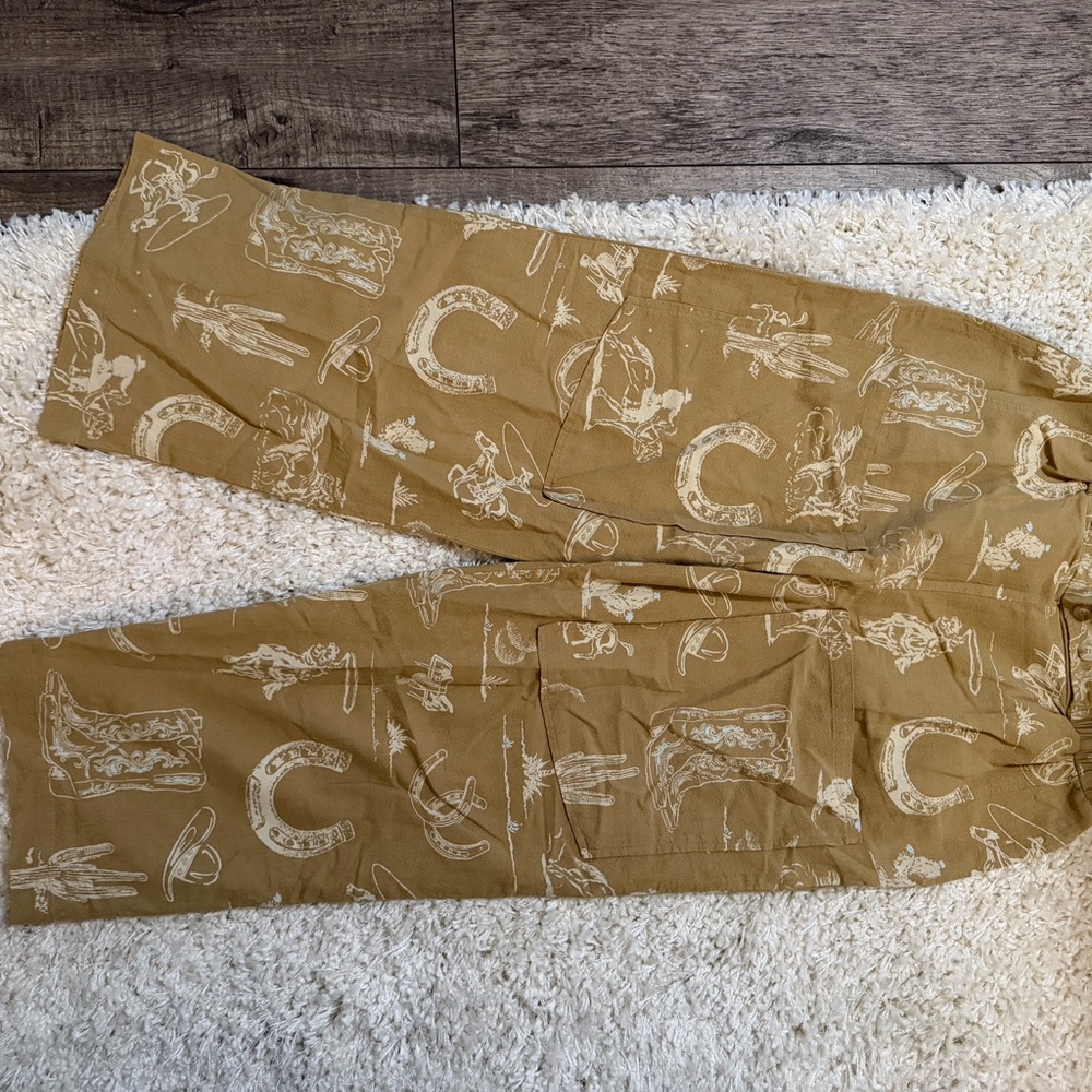 Women’s Tan Cowboy Print Pants
